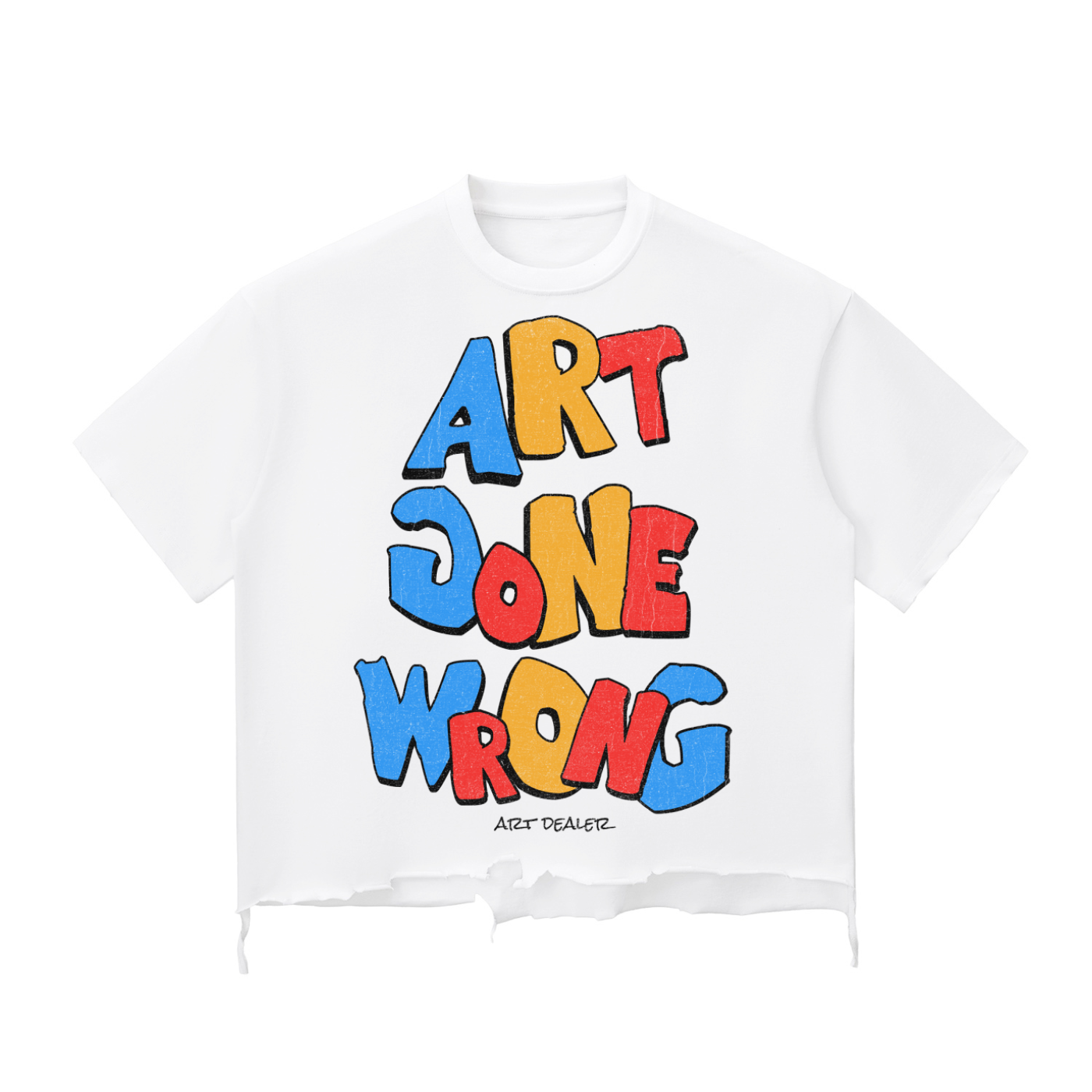 ART GONE WRONG SNOW WASH RAW HEM BOXY TEE