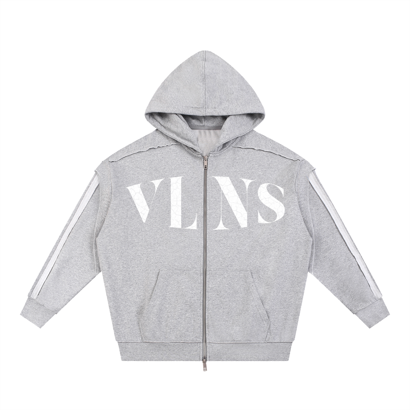 VLNS CONTRAST RAW EDGE ZIP UP HOODIE