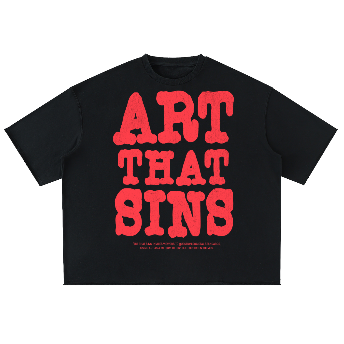 ART THAT SINS WASHED ROLLED HEM HALF SLEEVE TEE