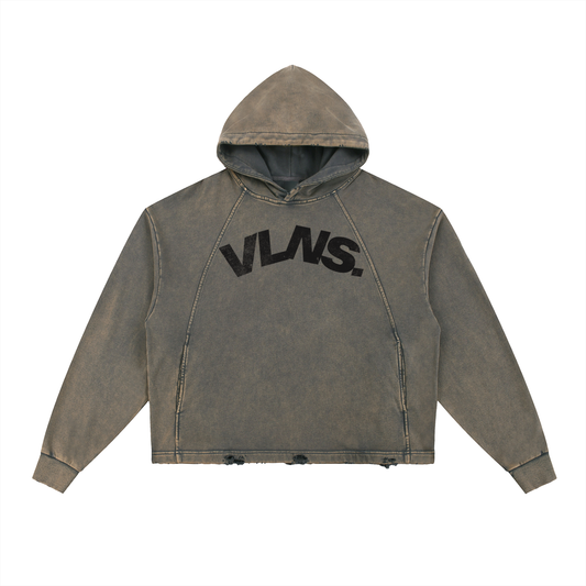 Vintage Washed Frayed-Hem Hoodie