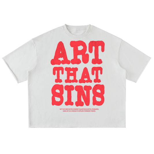 ART THAT SINS WASHED ROLLED HEM HALF SLEEVE TEE