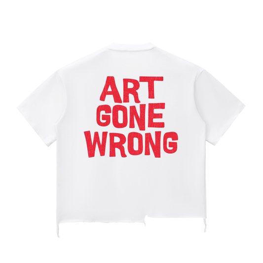 ART GONE WRONG SNOW WASH RAW HEM BOXY TEE