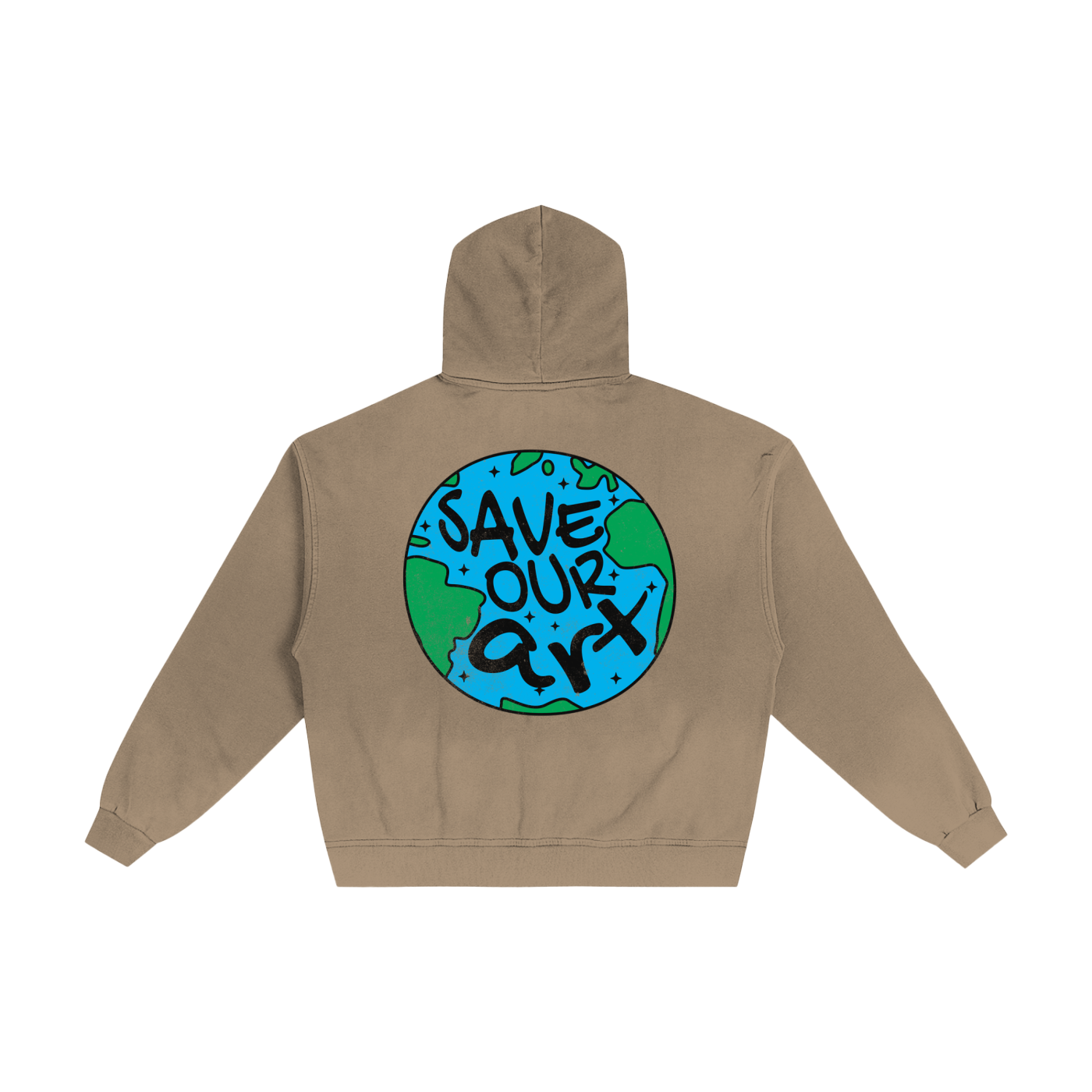 SAVE OUR ART SUNFADE DISTRESSED ZIP UP HOODIE