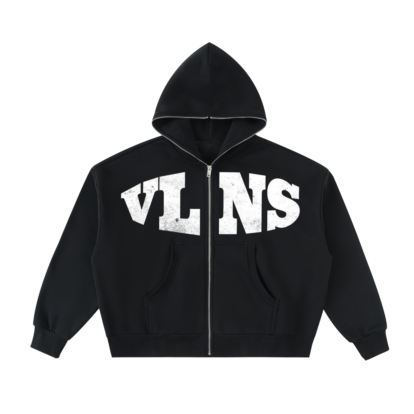 VLNS. FLEECED ZIP UP BOXY HOODIE