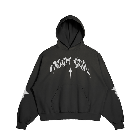 REVENGE GIVES JOY DISTRESSED BOXY HOODIE