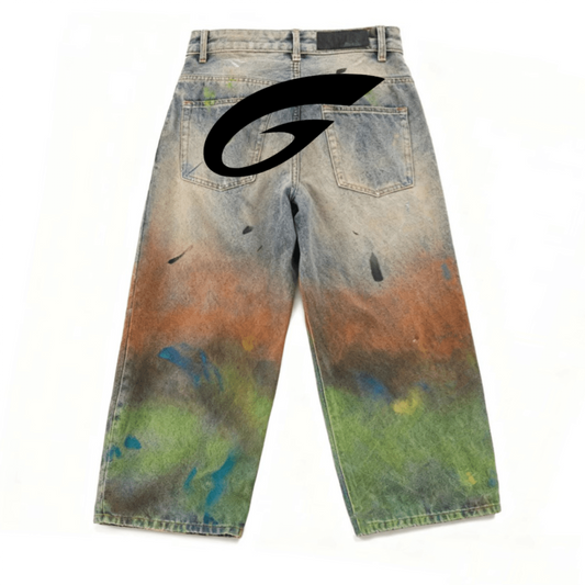 GCF VINTAGE WASHED DISTRESSED PAINT SPLATTER JEANS