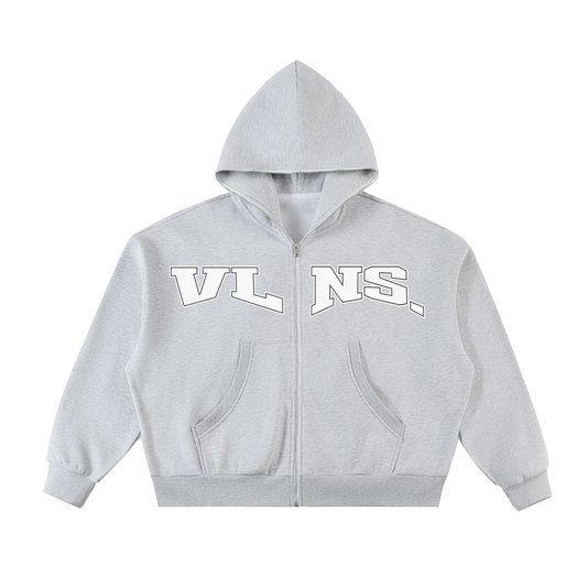 VLNS. FLEECED ZIP UP BOXY HOODIE