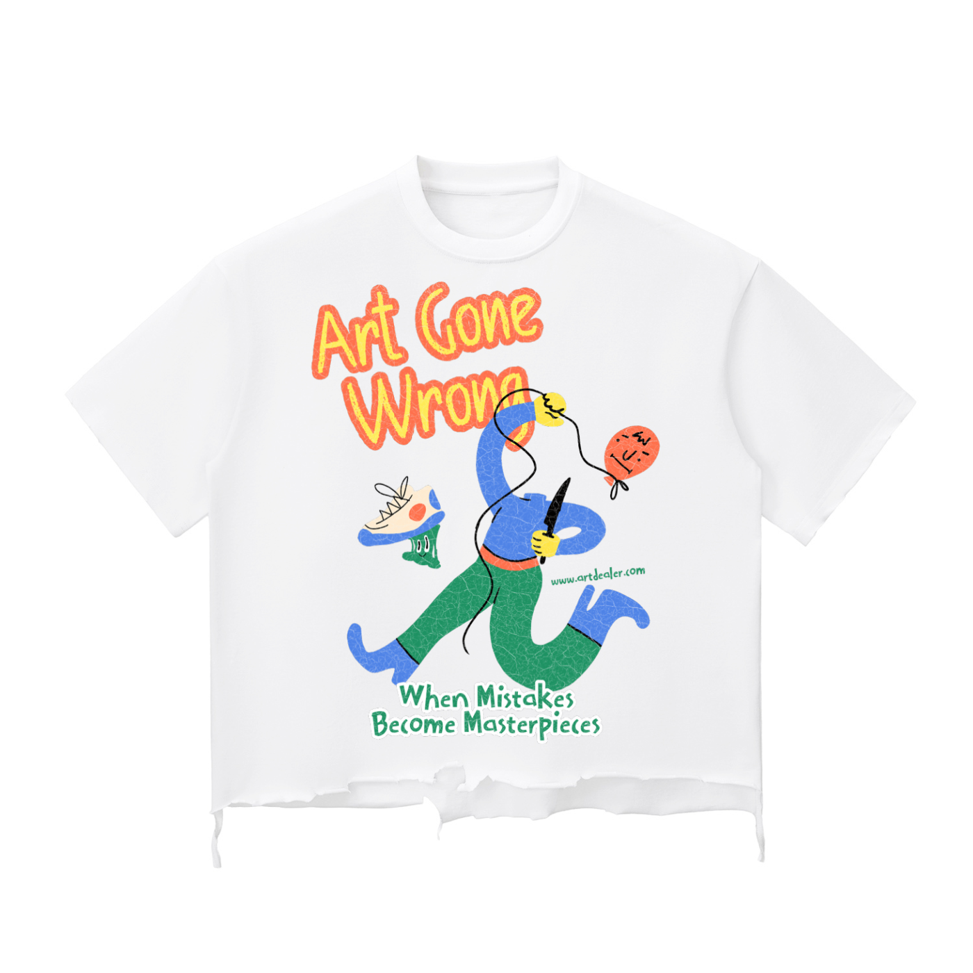 ART GONE WRONG SNOW WASH RAW HEM BOXY TEE