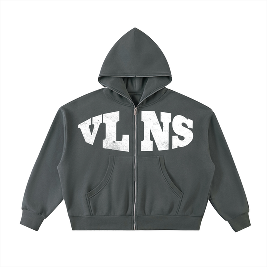 VLNS. FLEECED ZIP UP BOXY HOODIE