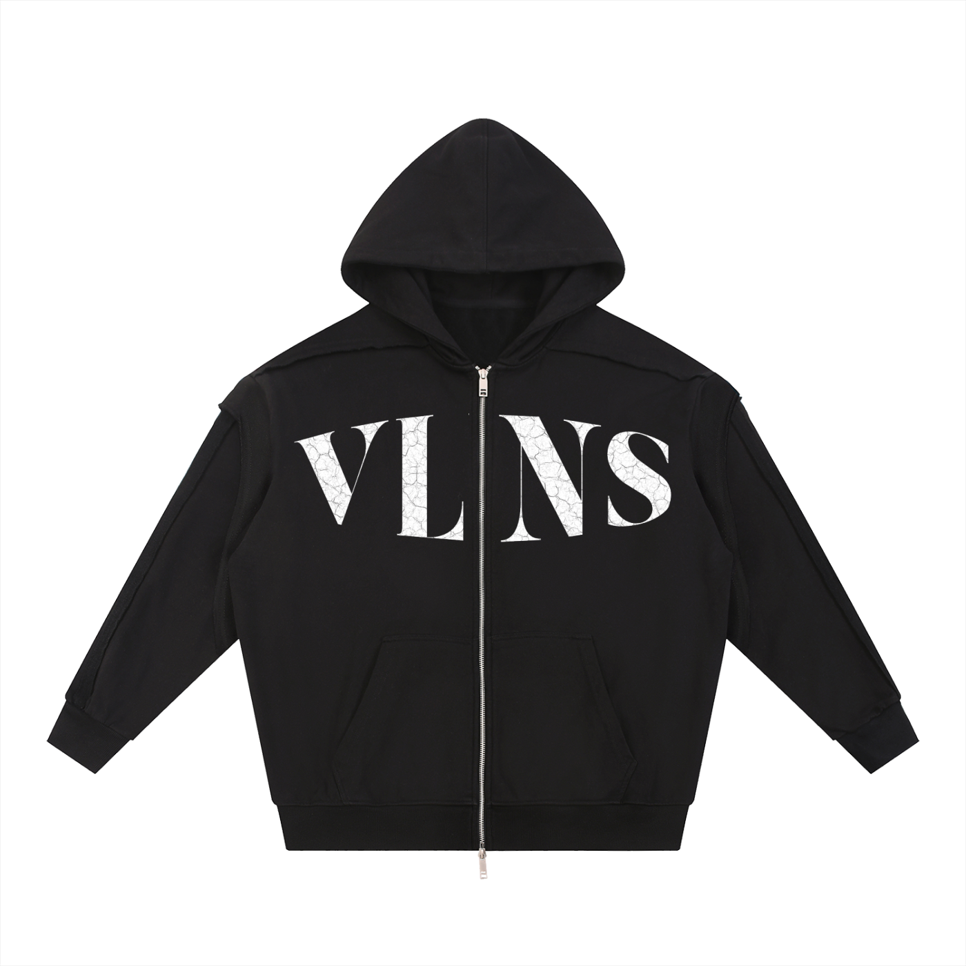 VLNS CONTRAST RAW EDGE ZIP UP HOODIE