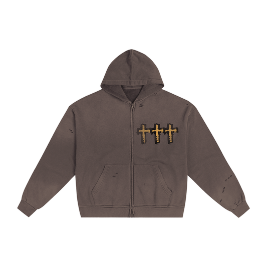BATTLE AGAINST EVIL SUNFADE ZIP UP HOODIE