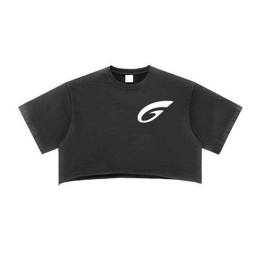 GCF SNOW WASHED RAW EDGE CROP TOP