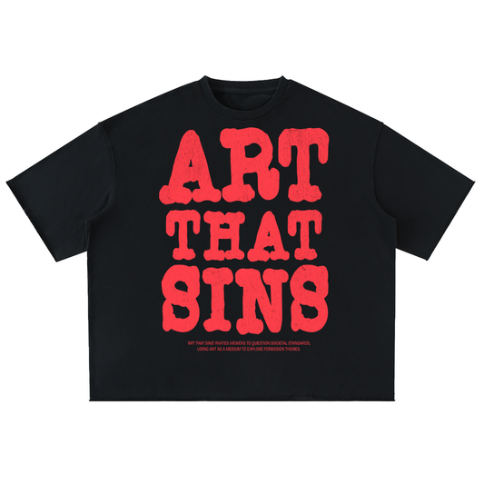 ART THAT SINS WASHED ROLLED HEM HALF SLEEVE TEE
