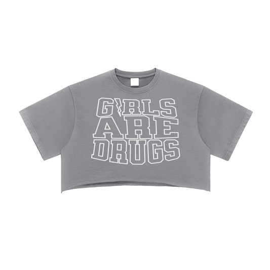 GIRLS ARE GRUGS SNOW WASHED RAW EDGE CROP TOP