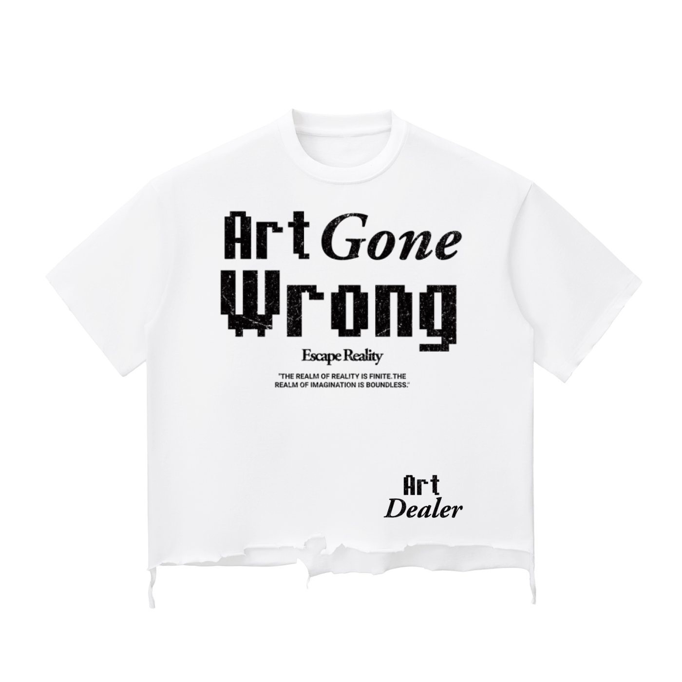 ART GONE WRONG SNOW WASH RAW HEM BOXY TEE