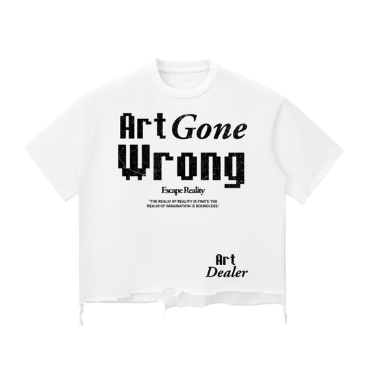 ART GONE WRONG SNOW WASH RAW HEM BOXY TEE