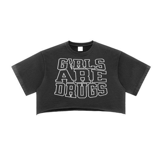 GIRLS ARE GRUGS SNOW WASHED RAW EDGE CROP TOP