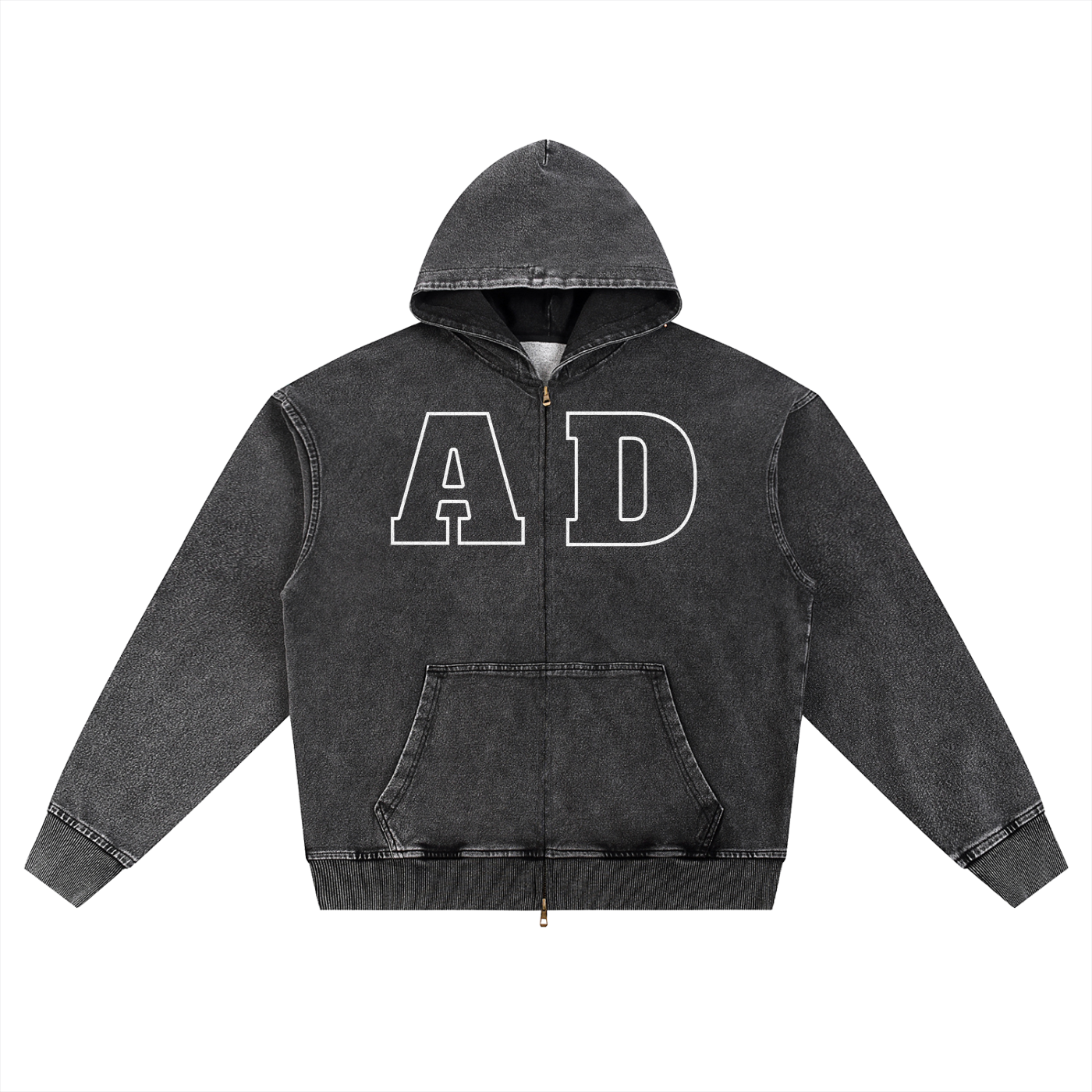 ART DEALER SNOW WASH OVERSIZED ZIP UP HOODIE