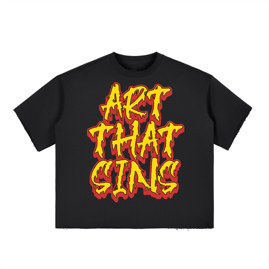 ART THAT SINS BOXY RAW EDGE TEE