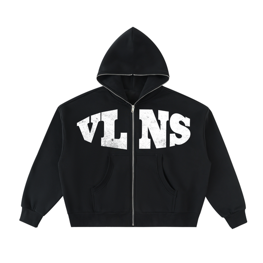 VLNS. FLEECED ZIP UP BOXY HOODIE