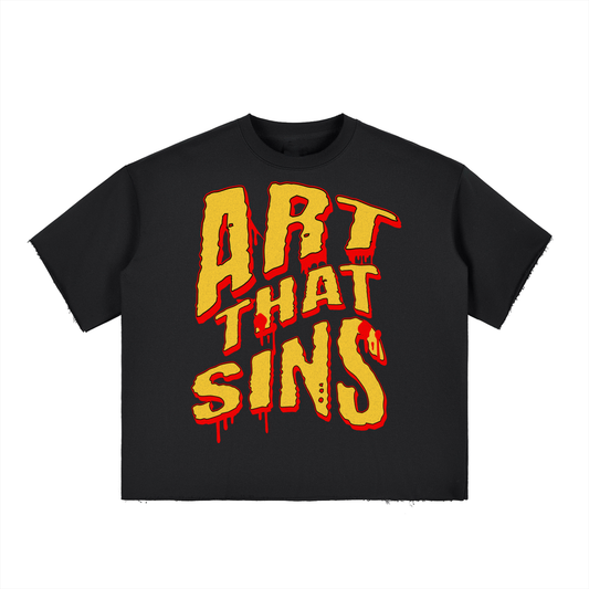 ART THAT SINS BOXY RAW EDGE TEE