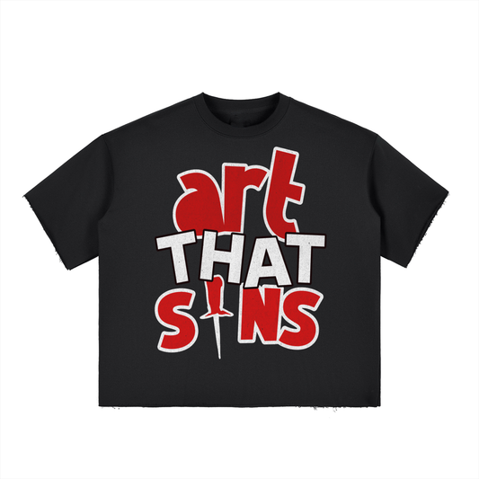 ART THAT SINS BOXY RAW EDGE TEE