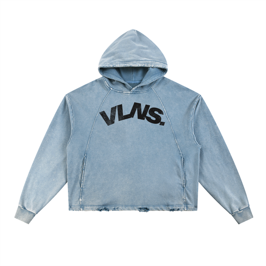 Vintage Washed Frayed-Hem Hoodie