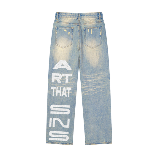 ART THAT SINS RAW DENIM JEANS