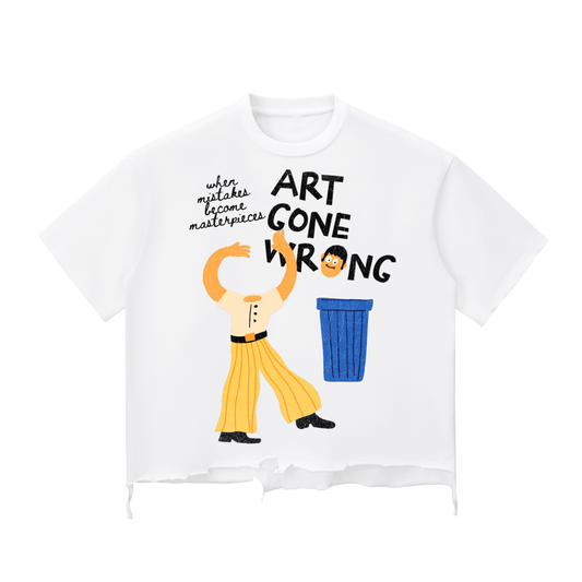 ART GONE WRONG SNOW WASH RAW HEM BOXY TEE