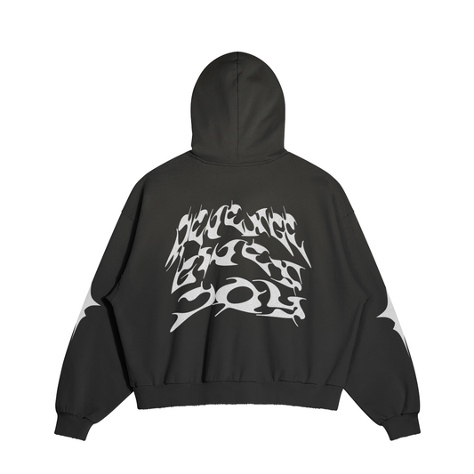REVENGE GIVES JOY DISTRESSED BOXY HOODIE